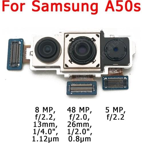 Original Rear View Back Camera For Samsung Galaxy A50s A507 Main Big Backside Camera Module Flex Cable Replacement Spare Parts