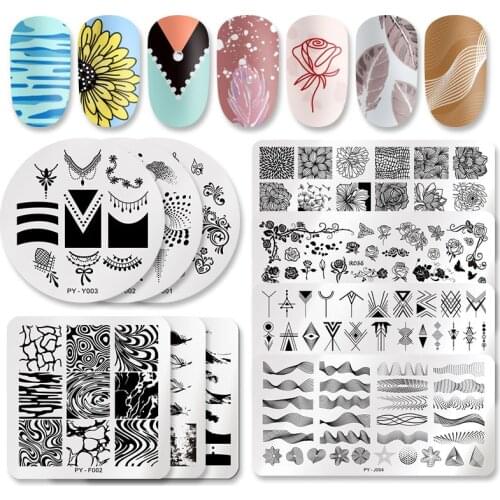 Nail Art Stainless Steel Printing Plate Blue Film Steel Plate Geometric Flower Series Painted Printing Transfer Template Nails