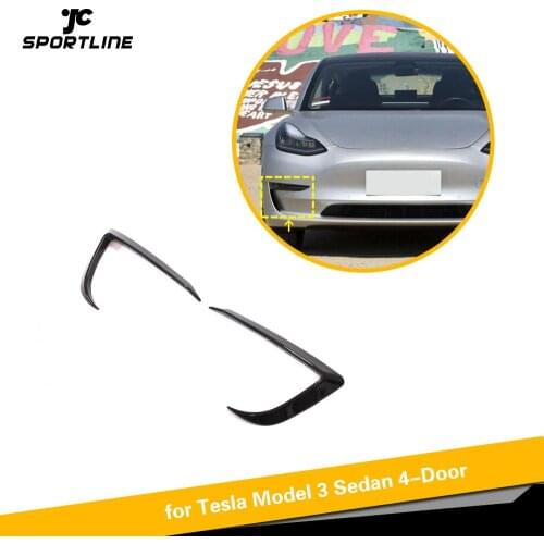 Auto Car Front Bumper Canards Splitters for Tesla Model 3 Sedan 4-Door 2016 - 2020 Car Front Bumper Canards Fins Carbon Fiber