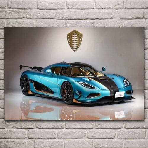 Modern Classic Blue Cool Super Sports Car Sedan Posters and Prints Canvas Paintings Wall Art Pictures for Living Room Decor