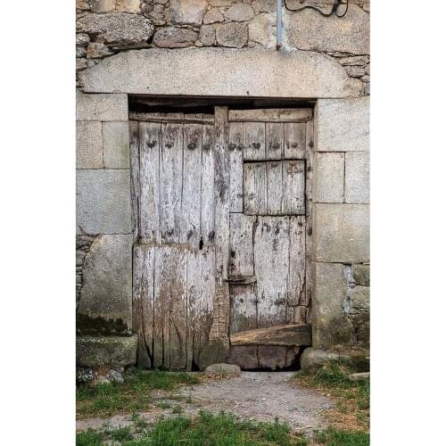 Shabby Wooden Door Brick Wall Photo Background Computer Printed Photography Backdrop for Children Baby Portrait Photobooth Props