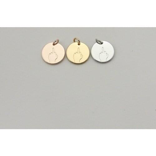 Simple Disc Pendant Engraved nope Gesture Symbol Custom Necklace Jewelry Accessories