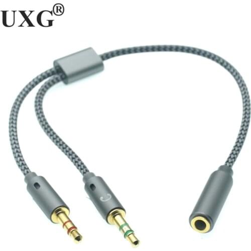 Headphone Splitter for Computer 3.5mm Female to 2 Dual 3.5mm Male Mic AUX Audio Y Splitter Cable Headset to PC Adapter