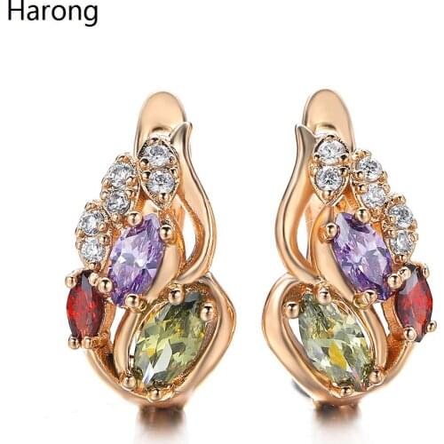 New AAA Natural Zircon Crystal Stud Earrings Geometric Drop Shape Small Cute Earring For Woman Colorful Aesthetic Jewelry Gift