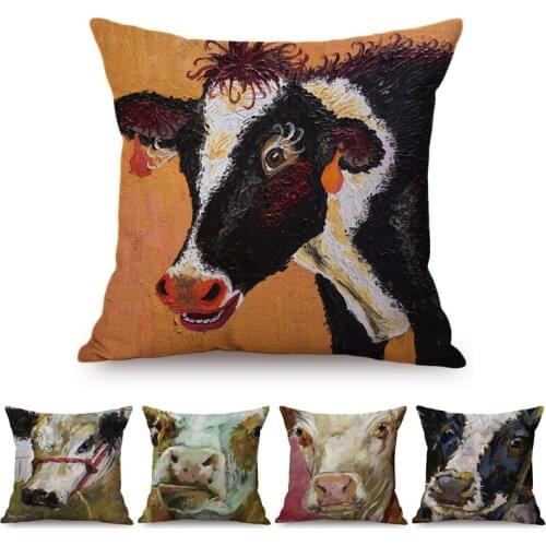 Nordic Highland Farm Animal Cow 3D Oil Painting Art Home Decorative Sofa Throw Pillow Case Museum Gallery Decor Cushion Cover