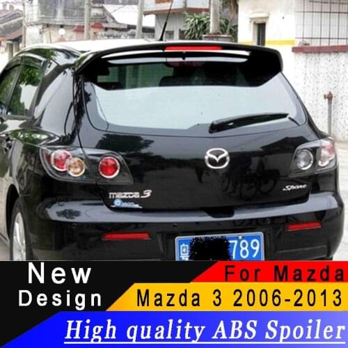 High quality ABS Roof Wing For Mazda 3(BK Series 2) M3 2006-2013 Hatchback Spoiler Glossy Black Or White