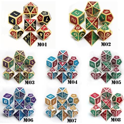 High Quality Metal 26 Styles +1pc Bag D4 D6 D8 D10 D12 D20 for Role Playing DND RPGs Board Game As Gift Sharp Edge Dice