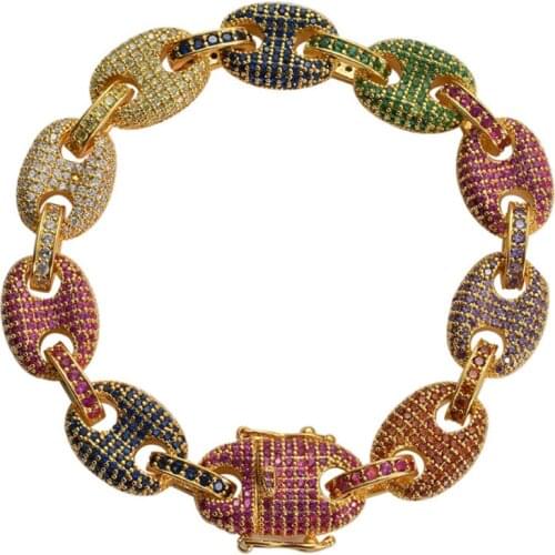 Zlxgirl bridal jewelry Colorful AAA cubic zircon copper bracelet stylish romantic pave setting of unisex gift