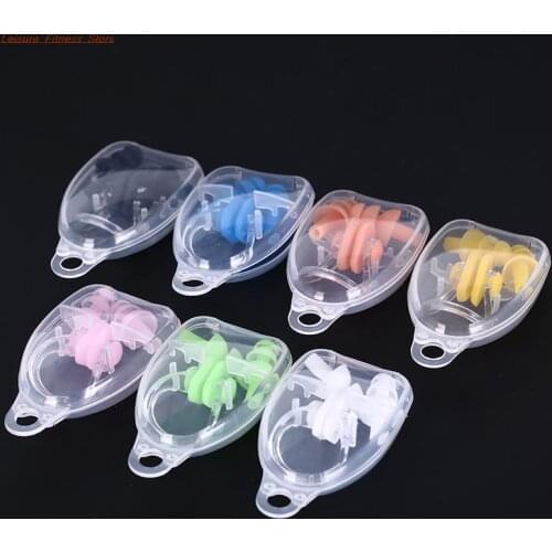 1 set waterproof soft silicone swimming set nose clip ear plug earplug tool