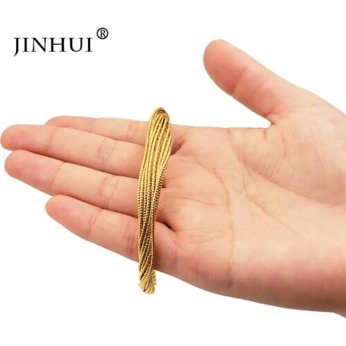 Jin Hui 1pieces of Gold color Copper Bracelets for Women Dubai Bride Wedding Jewelry Bracelet,Men Middle East African gifts