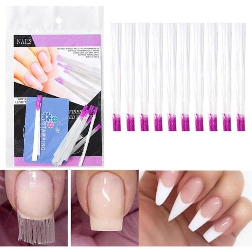 10pcs Fiber Glass Nail Extension for UV Gel Building French Manicure Acrylic Fiberglass Nail Forms Salon Tool Tips