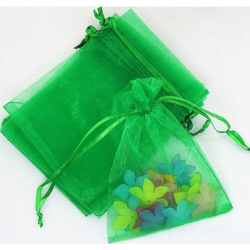 1000pcs 10*15cm Grass Green Organza Gift Bag Jewelry Packaging Display Bags Drawstring Pouch For Bracelets/necklace/wed Yarn Bag