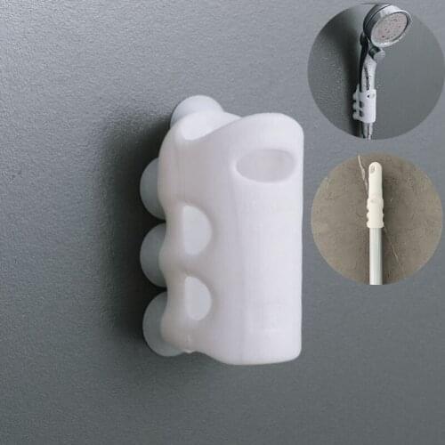 2PC No-drilling TPR Bathroom Strong Attachable Shower Head Holder Movable Bracket Powerful Suction Shower Seat Chuck Holder