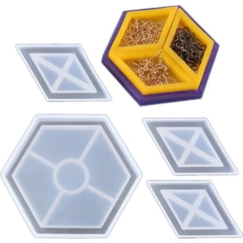 4Pcs/Set Coaster Tray Resin Mold Removable Jewelry Tray Mold Assorted Dishes Plate Molds Silicone Mold-ABUX
