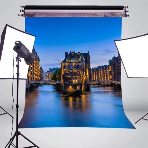 5x7ft Aquatic-city Backdrop Photography Background Night View Studio Props Wall Photography Backdrop 5x7ft