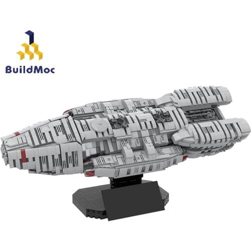 BuildMoc Technical Transport Battlestar Galactica Ship Building Blocks MOC Technical Starship BricksToys For Children