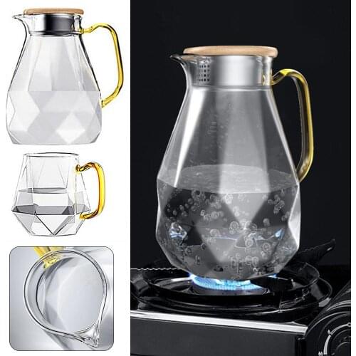 Diamond Glass Tea Set Teapot Hot Cold Water Jug Transparent Coffee Pot Kettle Water Bottle Jar Carafe Heat-Resistant Teapot Set