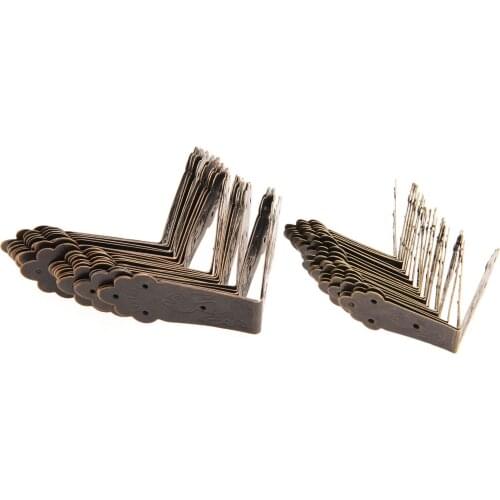 12Pcs Antique Bronze Decorative Corner Brackets Furniture Desk Jewelry Gift Box Wooden Case Feet Leg Corner Protector Edge Cover
