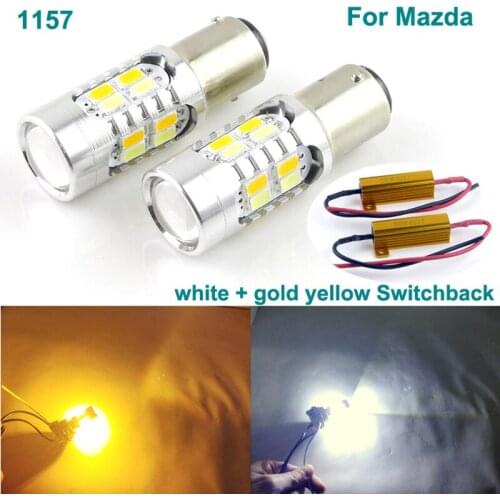 For Mazda CX-5 3 5 6 626 CX-7 Miata MPV Protege RX-8 1157 BAY15D Dual Color Switchback LED DRL Parking front Turn Signal light