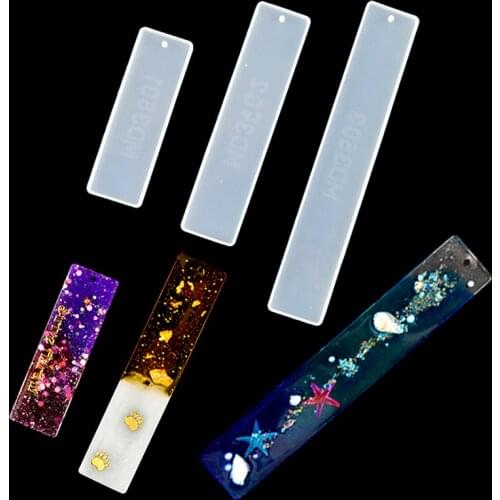 DM175 3PCS Bookmark Resin Mold Set Rectangular Ruler Jewelry Mould Silicone Epoxy Moldes De Silicona For DIY Craft Art