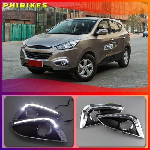 For Hyundai IX35 2010-2013 Daytime Running Light With Fog Lamp Hole SNCN Super Brightness Waterproof ABS Car DRL LED