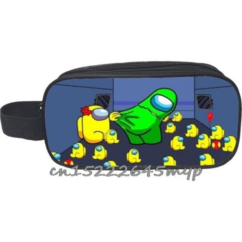 Among Us Double Layer Pencil Case Makeup box Children Cartoon Pen Bag Kids Stationery Storage Bag Sexy Game Girl Pencil Pouch
