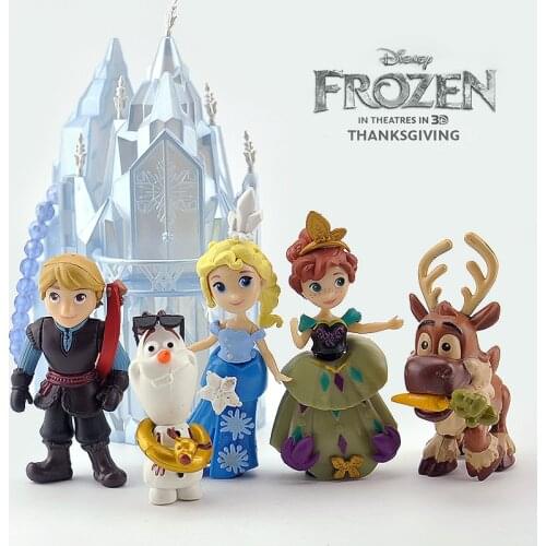 5pcs/Lot 6-17cm Frozen 2 Anna Elsa Princess Olaf Sven Kristoff And Castle Ice Palace Throne Pvc Action Figure Doll