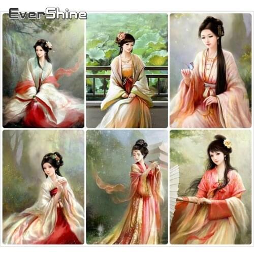 EverShine Paint With Diamonds Classical Beauty Diamond Mosaic Full Square Diamond Painting Portrait Pictures Of Rhinestones