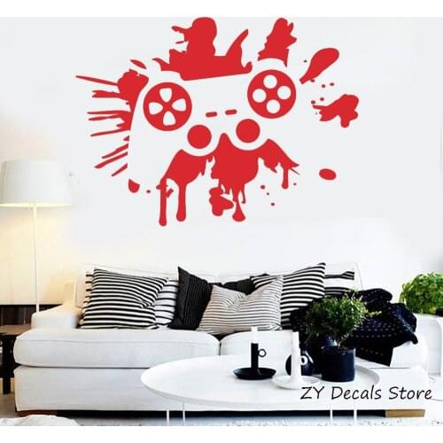 Gamepad Joystick Video Games Wall Stickers Teen Room Vinyl Wall Decals Boy Kid Bedroom Decoration Removable Art Decal Mural S736