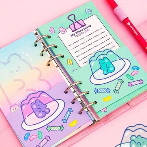 Kawaii Stationery A6 Notebook Refill 6 Holes Journal Spiral Replacement Planner Note Book Weekly Grid Blank Line Diary Paper