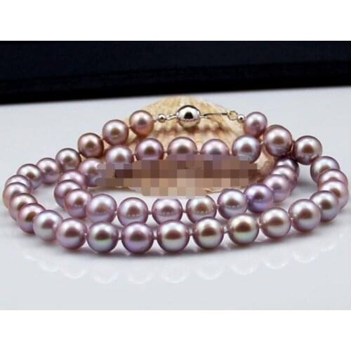 Beautiful 10 mm Purple Shell Pearl Round Beads Necklace 18" 36" AAA
