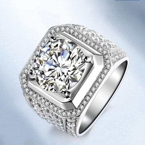 Authentic Mens Rings 925 Sterling Silver Luxury Domineering Exquisite Style Engagement Wedding Party Elegant Diamond Jewelry