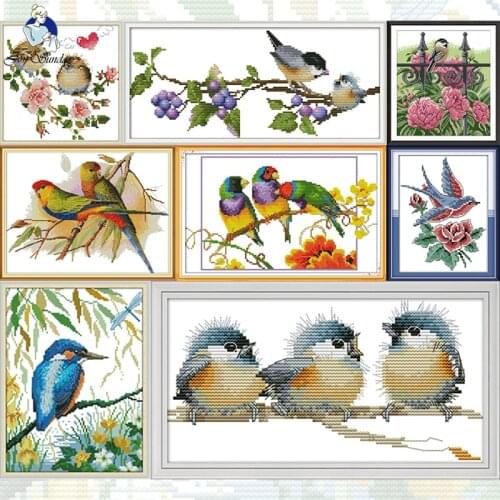 GG Lovely Birds Cross Stitch Kit 11CT 14CT Chinese Cross Stitch Pattern Embroidery Needlework Set for Child
