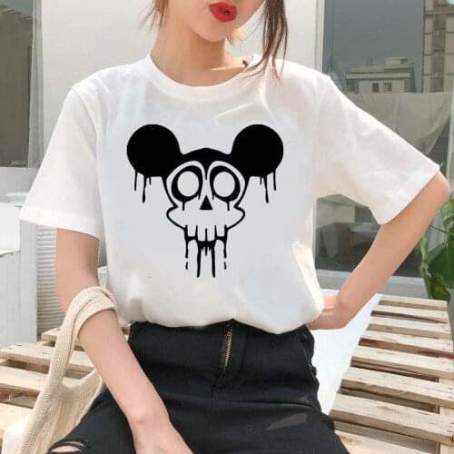 New T Shirt Women Kawaii Top Cartoon Graphic Tees Funny Skull Harajuku T-shirt Unisex Fashion Tshirt Female