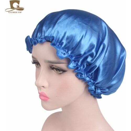 New solid women beauty satin silk hat fashion stains silk ladies night cap headgear hat hair wrapping accessories wholesaleSP022