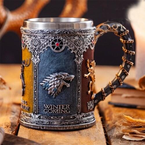 Signets Tankard Beer Mugs Stainless Steel Resin Cups and Mugs Creative 3D Coffee Mug Drinkware Mark
