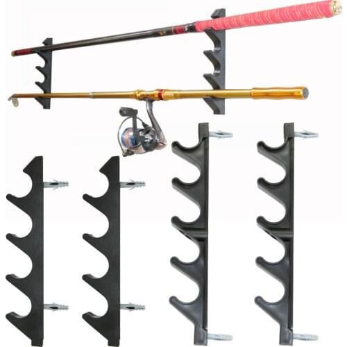 Plastic Horizontal Fishing Rod Holders 4 or 5 Rod Wall Mount Fit Garage & Cabin & Basement