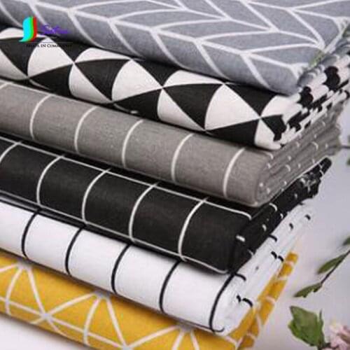 Cotton And Linen Background Hanging Cloth Tablecloth Curtain Cloth Black White Geometric Check Cloth Fresh Plants A0003M