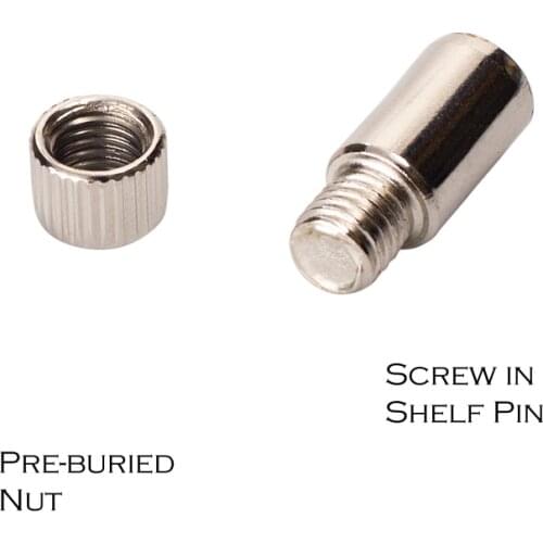 Cabinet Bookcase etc furniture shelf support Nickel color Diameter 9 L21.5mm Iron metal Shelf Pin with pre-buried nut