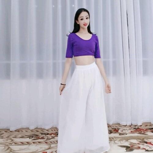 Indian Style Pants For Women Adult White Gauze Training Clothing Belly Dance Practice Clothes Oriental Dance Trousers DQL5933