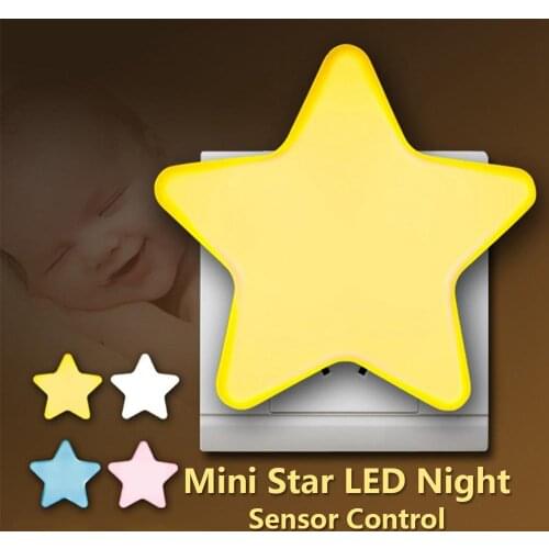 Light Sensor Control Mini Star LED Night Light with EU/US Plug Baby Sleeping Light for Dark Night Children Bedroom Bedside Lamp