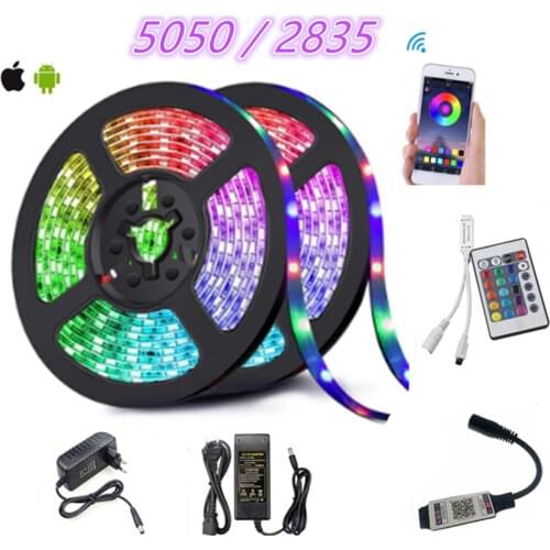 LED Strip Light Bluetooth -compatible Led RGB 5050 2835 Waterproof Flexible Lamp Tape Ribbon With Diode Tape DC 12V 5M 10M