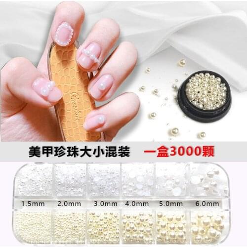 Nail pearl diamond jewelry semicircle pearl diamond round nail pearl diamond mixed12palace lattice Nail Art nail rhinestones