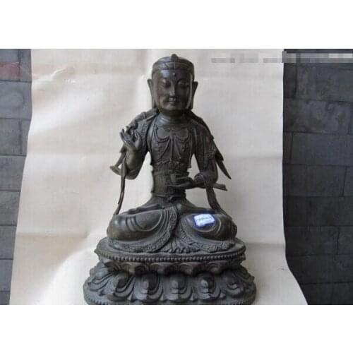 USPS to USA S0693 Tibet Pure Bronze Copper Carved alcohol cup Kwan-Yin Bodhisattva Guan Yin Buddha