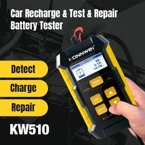 KW510 Car Battery Charger And Tester 12V Battery Maintainer For Cranking And Charging Systems Accessories With Multilingual