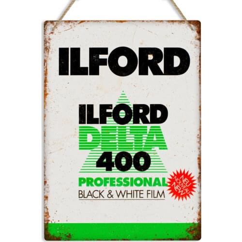 ILFORD FILM Retro Metal Wall Sign Plaque Vintage 35mm Camera ManCave Photography