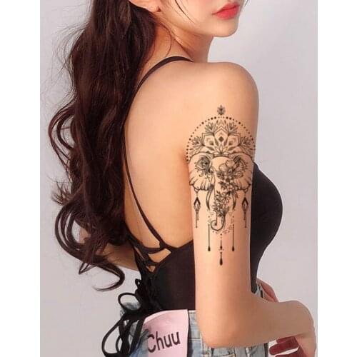 Waterproof Temporary Tattoo Sticker Elephant Eye Flower Flash Tattoos Pendant Totem Body Art Arm Water Transfer Fake Tatoo Women