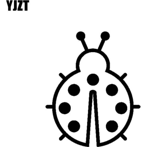 YJZT 8.9CM*10.6CM Ladybug Flower Bug Cute Car Sticker Vinyl Decal Black/Silver C19-0154