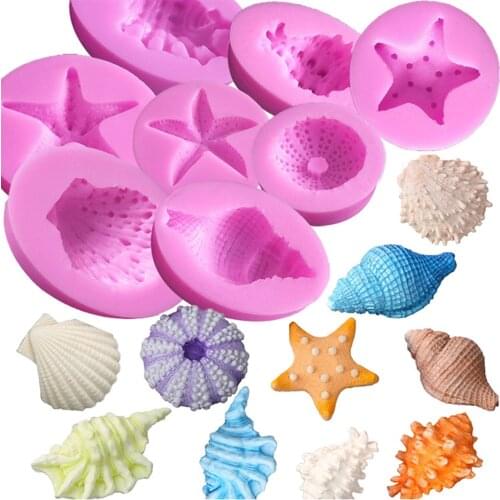Pearl Conch Starfish Seashell Silicone Mould Fondant Baking Mold DIY Cake Decoration Handmade Soap Mold Kitchen Tools
