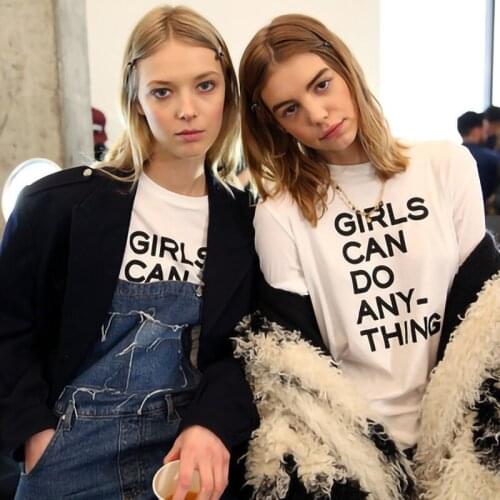 2020 Feminist T-shirt Women GIRLS CAN DO ANYTHING Summer Short Sleeve Ladies Top Tee Shirt Femme Tumblr Women Tshirt